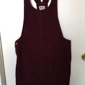 Burgundy corduroy overall dress